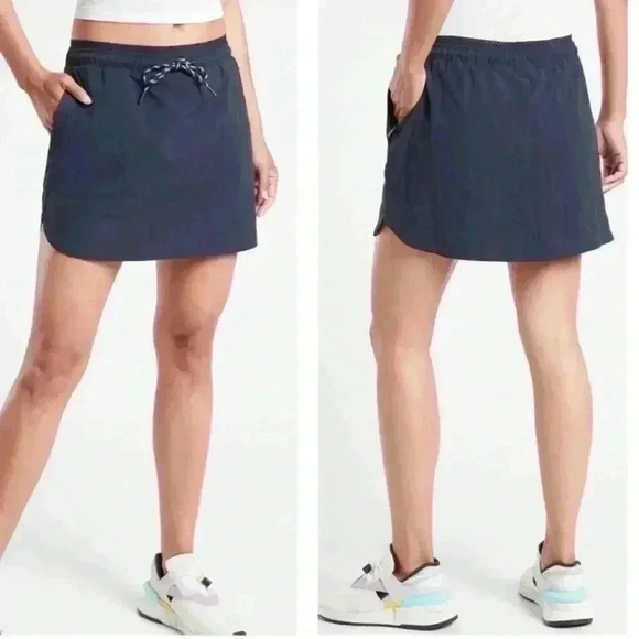 ATHLETA Trekkie Crest Tennis Golf Navy Blue Drawstring Mesh Skort - Size 2 - Picture 1 of 10